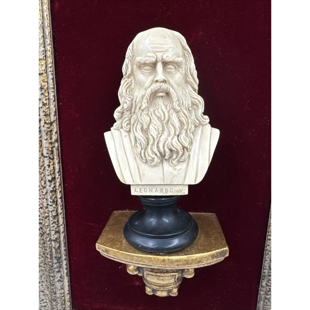 Leonardo Figurine Sculptor G. Ruggeri Made In Italy Wall Sconce Frame 19x13" - Picture 2 of 10
